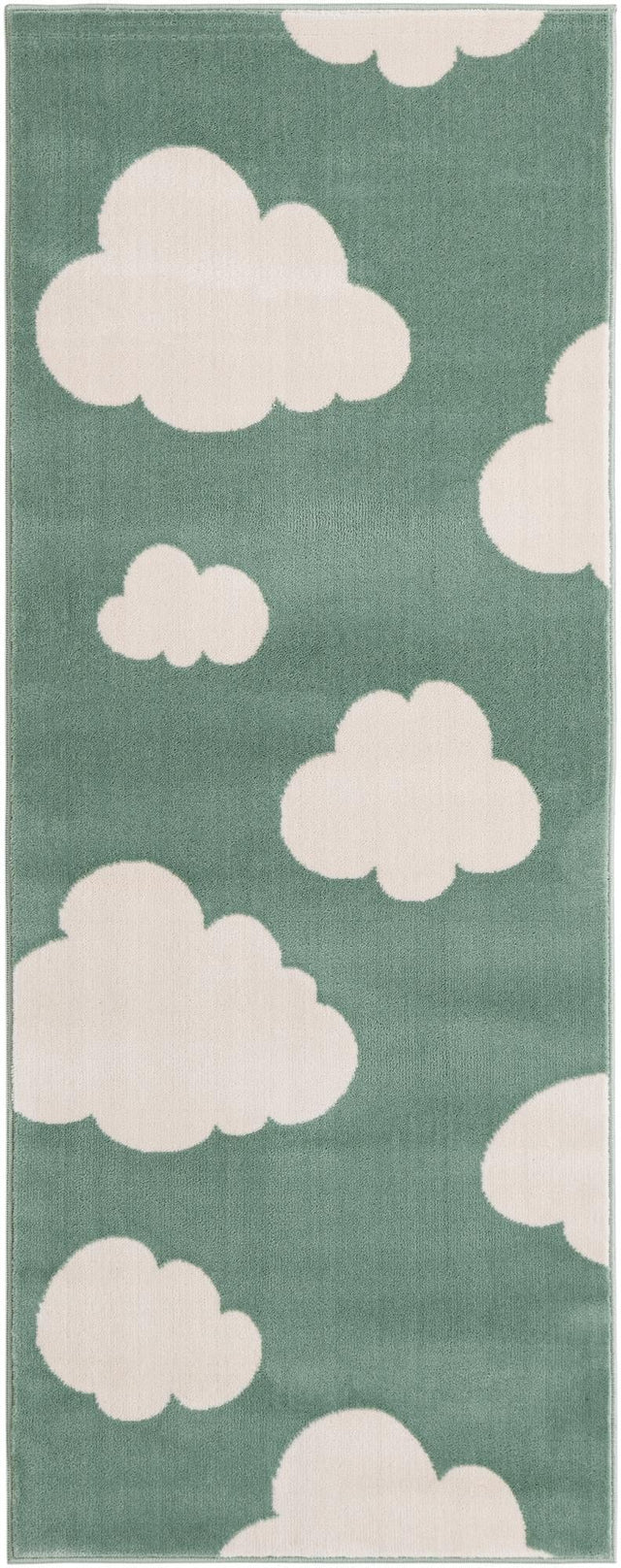 Soft Green 2' x 5' 1 Whimsy Kids Runner Area Rug for Baby Nursery, Toddler Playroom, Bedrooms