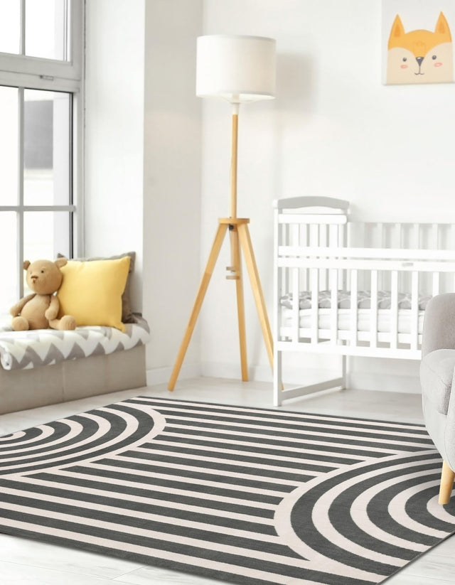 Silver Gray 4' 1 x 6' 1 Whimsy Kids Rectangle Area Rug for Baby Nursery, Toddler Playroom, Bedrooms Playful Fun Design Easy Clean Carpet for Sale at Rug Engine