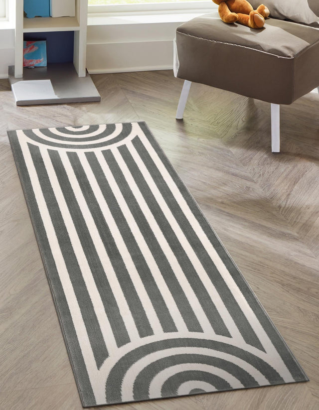 Silver Gray 2' x 8' Whimsy Kids Runner Area Rug for Baby Nursery, Toddler Playroom, Bedrooms Playful Fun Design Easy Clean Carpet for Sale at Rug Engine