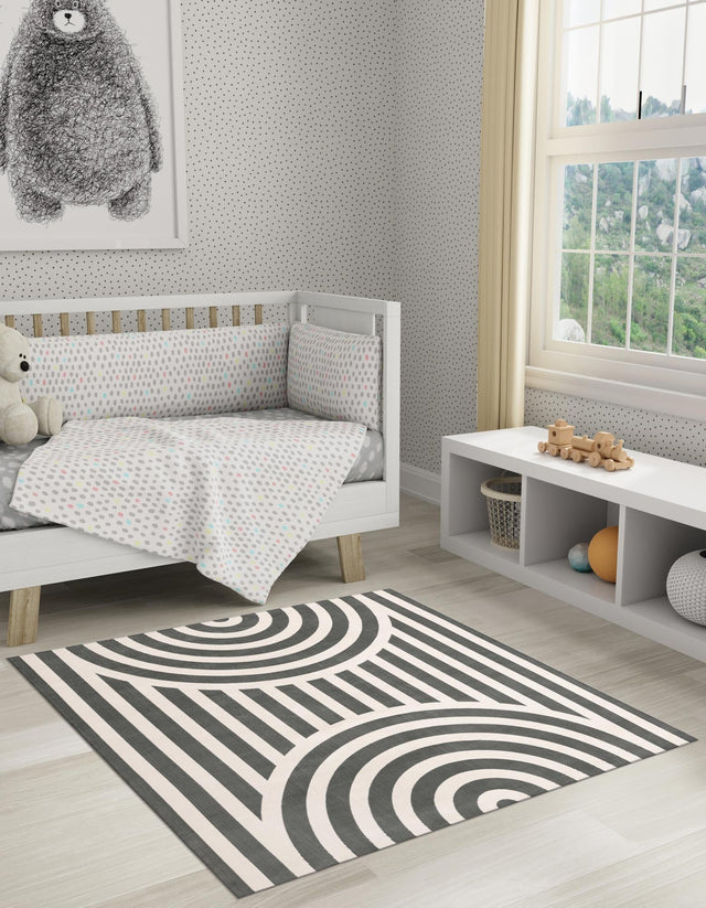 Silver Gray 7' 10 x 7' 10 Whimsy Kids Square Area Rug for Baby Nursery, Toddler Playroom, Bedrooms Playful Fun Design Easy Clean Carpet for Sale at Rug Engine