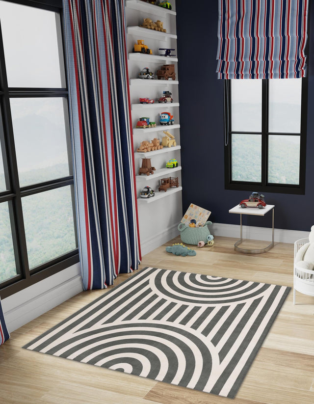 Silver Gray 7' 10 x 7' 10 Whimsy Kids Square Area Rug for Baby Nursery, Toddler Playroom, Bedrooms Playful Fun Design Easy Clean Carpet for Sale at Rug Engine