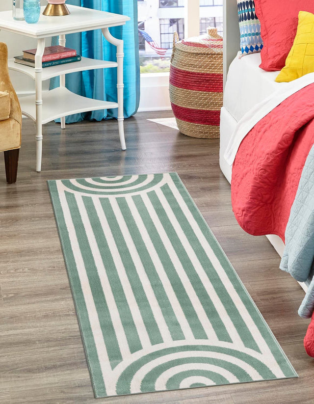 Soft Green 2' x 6' 1 Whimsy Kids Runner Area Rug for Baby Nursery, Toddler Playroom, Bedrooms Playful Fun Design Easy Clean Carpet for Sale at Rug Engine