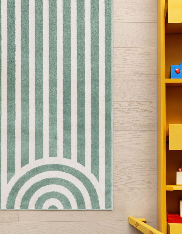Soft Green 2' x 5' 1 Whimsy Kids Runner Area Rug for Baby Nursery, Toddler Playroom, Bedrooms Playful Fun Design Easy Clean Carpet for Sale at Rug Engine