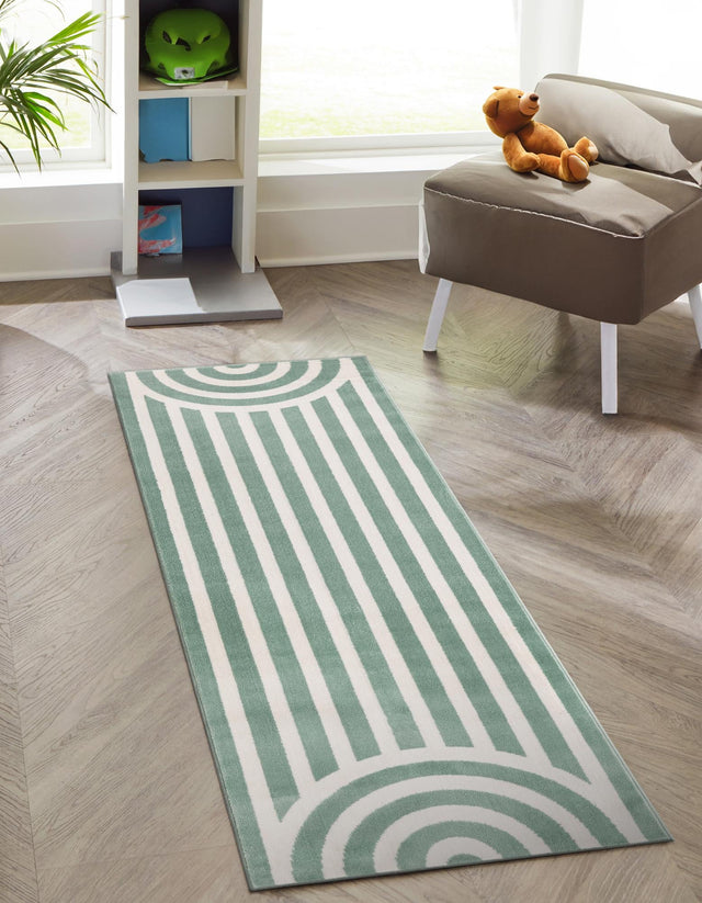 Soft Green 2' x 5' 1 Whimsy Kids Runner Area Rug for Baby Nursery, Toddler Playroom, Bedrooms Playful Fun Design Easy Clean Carpet for Sale at Rug Engine