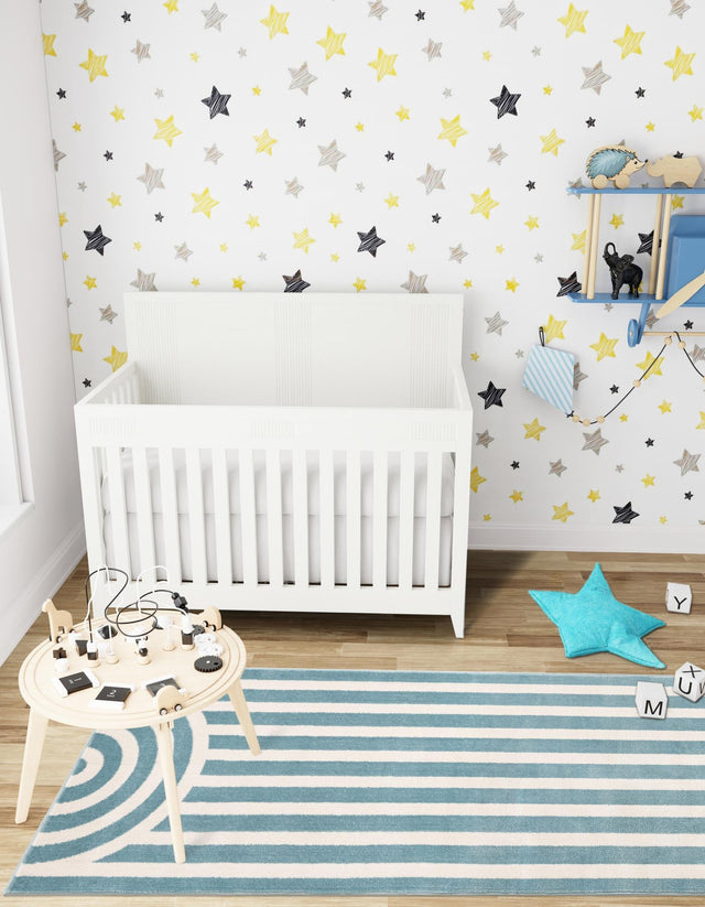 Sky blue 2' x 5' 1 Whimsy Kids Runner Area Rug for Baby Nursery, Toddler Playroom, Bedrooms Playful Fun Design Easy Clean Carpet for Sale at Rug Engine