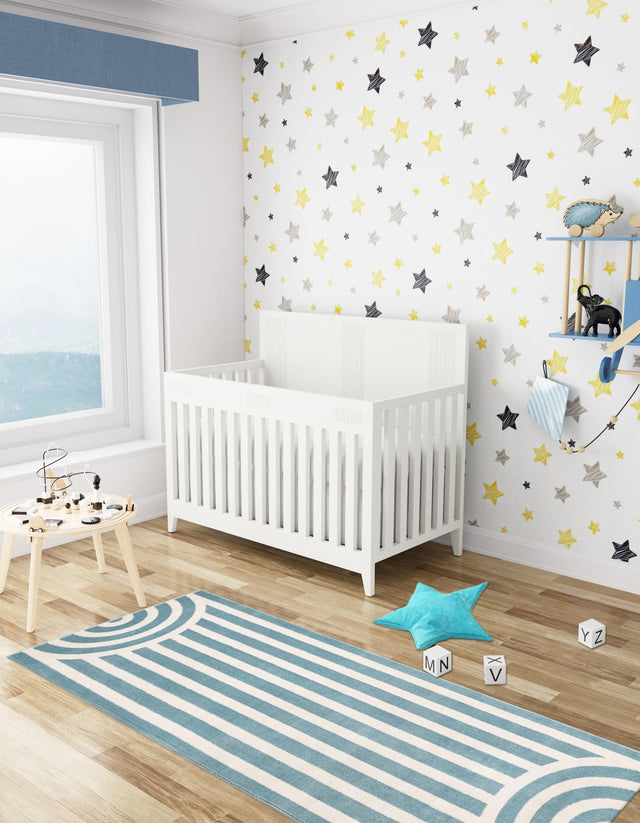 Sky blue 2' x 6' 1 Whimsy Kids Runner Area Rug for Baby Nursery, Toddler Playroom, Bedrooms