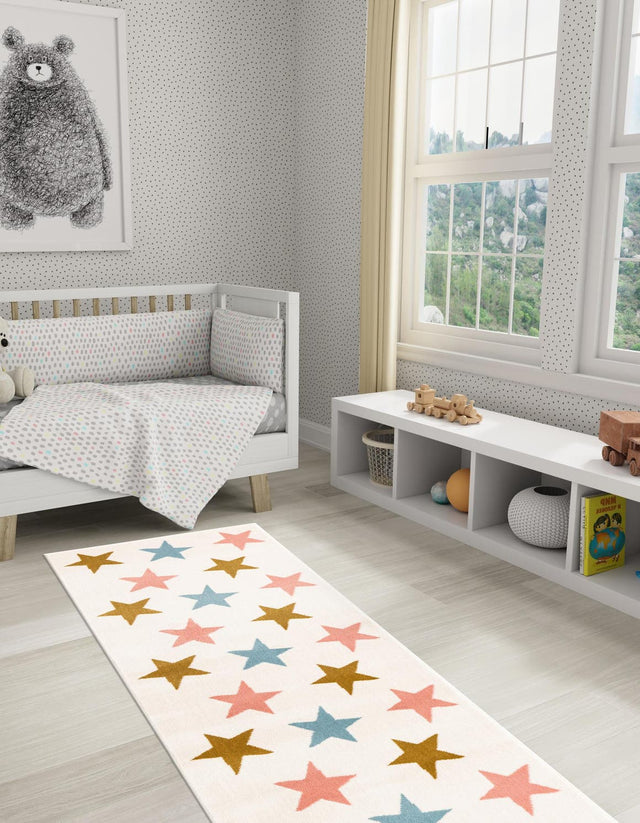 Multicolor 2' x 8' Whimsy Kids Runner Area Rug for Baby Nursery, Toddler Playroom, Bedrooms Playful Fun Design Easy Clean Carpet for Sale at Rug Engine