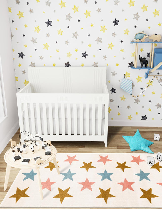 Multicolor 2' x 6' 1 Whimsy Kids Runner Area Rug for Baby Nursery, Toddler Playroom, Bedrooms Playful Fun Design Easy Clean Carpet for Sale at Rug Engine