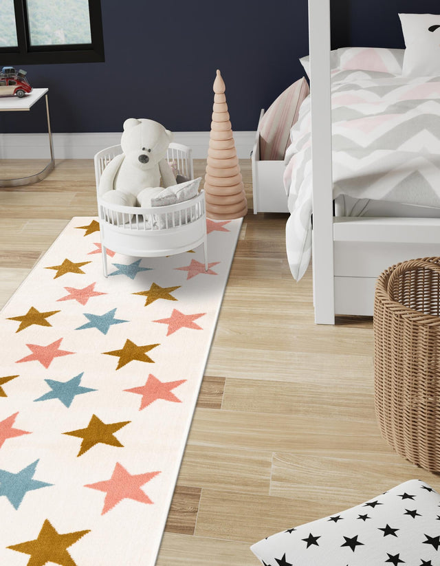 Multicolor 2' x 5' 1 Whimsy Kids Runner Area Rug for Baby Nursery, Toddler Playroom, Bedrooms Playful Fun Design Easy Clean Carpet for Sale at Rug Engine