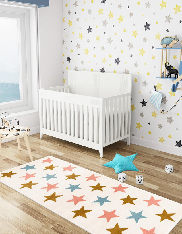Multicolor 2' x 6' 1 Whimsy Kids Runner Area Rug for Baby Nursery, Toddler Playroom, Bedrooms Playful Fun Design Easy Clean Carpet for Sale at Rug Engine