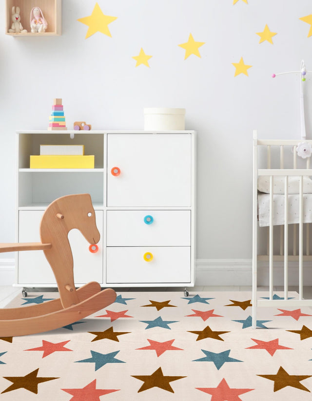 Multicolor 7' 10 x 7' 10 Whimsy Kids Square Area Rug for Baby Nursery, Toddler Playroom, Bedrooms Playful Fun Design Easy Clean Carpet for Sale at Rug Engine