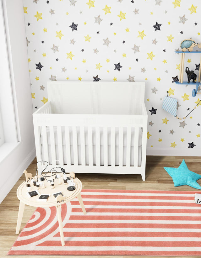 Soft Coral Pink 2' x 6' 1 Whimsy Kids Runner Area Rug for Baby Nursery, Toddler Playroom, Bedrooms Playful Fun Design Easy Clean Carpet for Sale at Rug Engine