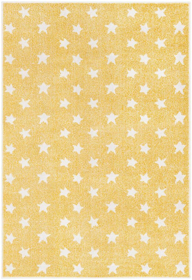 Soft Yellow 4' 1 x 6' 1 Whimsy Kids Rectangle Area Rug for Baby Nursery, Toddler Playroom, Bedrooms Playful Fun Design Easy Clean Carpet for Sale at Rug Engine