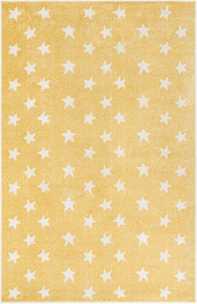 Soft Yellow 5' 3 x 8' Whimsy Kids Rectangle Area Rug for Baby Nursery, Toddler Playroom, Bedrooms