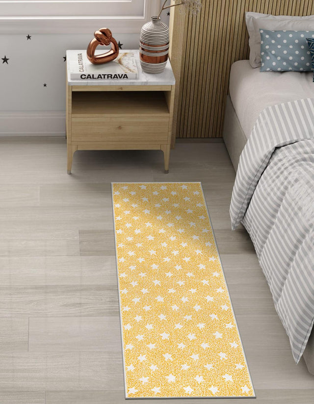 Soft Yellow 2' 2 x 6' 1 Whimsy Kids Runner Area Rug for Baby Nursery, Toddler Playroom, Bedrooms