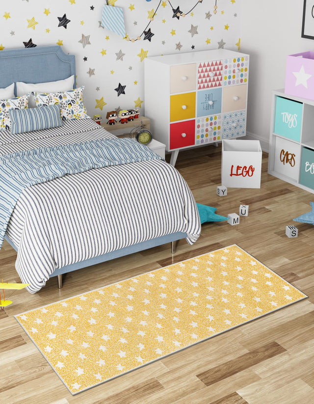 Soft Yellow 2' 2 x 6' 1 Whimsy Kids Runner Area Rug for Baby Nursery, Toddler Playroom, Bedrooms