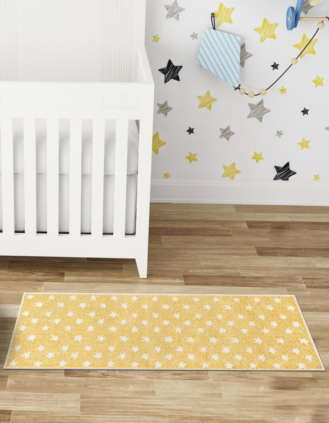 Soft Yellow 2' 2 x 6' 1 Whimsy Kids Runner Area Rug for Baby Nursery, Toddler Playroom, Bedrooms