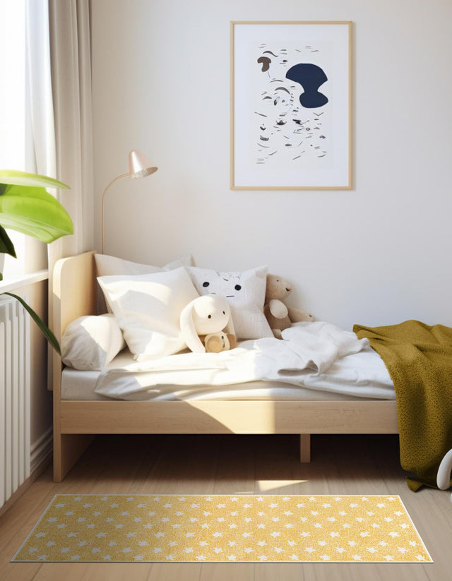 Soft Yellow 2' 2 x 6' 1 Whimsy Kids Runner Area Rug for Baby Nursery, Toddler Playroom, Bedrooms