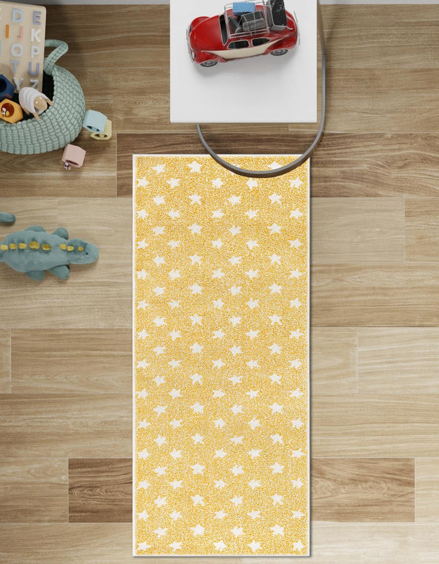 Soft Yellow 2' 2 x 5' 1 Whimsy Kids Runner Area Rug for Baby Nursery, Toddler Playroom, Bedrooms Playful Fun Design Easy Clean Carpet for Sale at Rug Engine