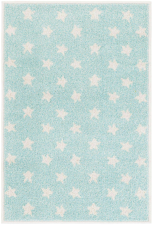 Clear Blue 2' 2 x 3' 1 Whimsy Kids Rectangle Area Rug for Baby Nursery, Toddler Playroom, Bedrooms