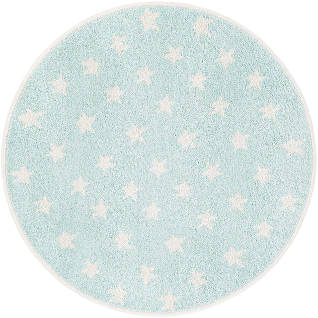 Clear Blue 3' 3 x 3' 3 Whimsy Kids Round Area Rug for Baby Nursery, Toddler Playroom, Bedrooms