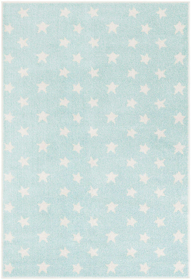 Clear Blue 4' 1 x 6' 1 Whimsy Kids Rectangle Area Rug for Baby Nursery, Toddler Playroom, Bedrooms