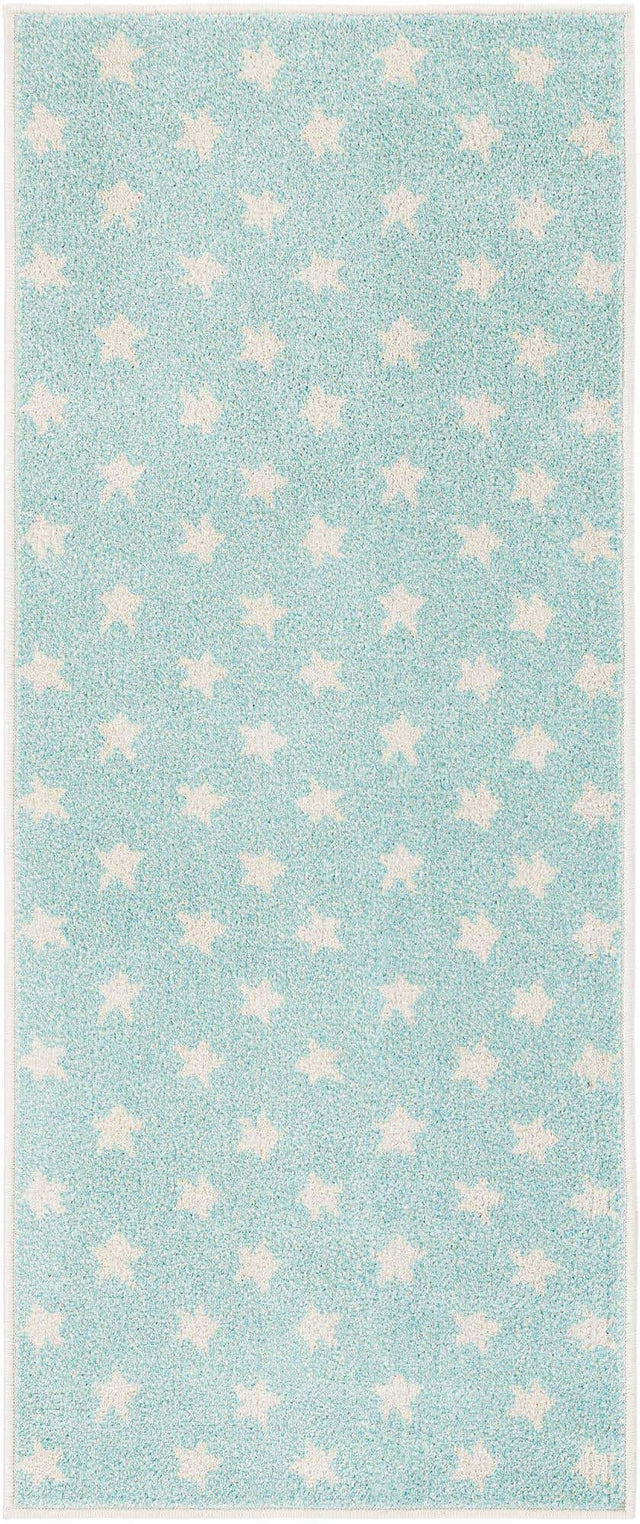 Clear Blue 2' 2 x 5' 1 Whimsy Kids Runner Area Rug for Baby Nursery, Toddler Playroom, Bedrooms