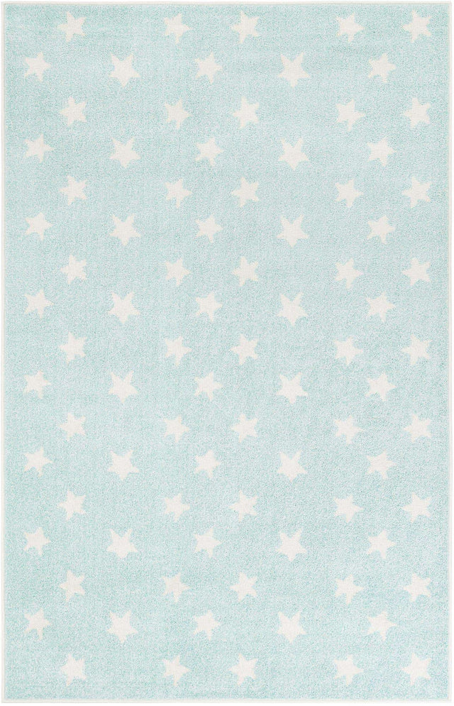 Clear Blue 5' 3 x 8' Whimsy Kids Rectangle Area Rug for Baby Nursery, Toddler Playroom, Bedrooms