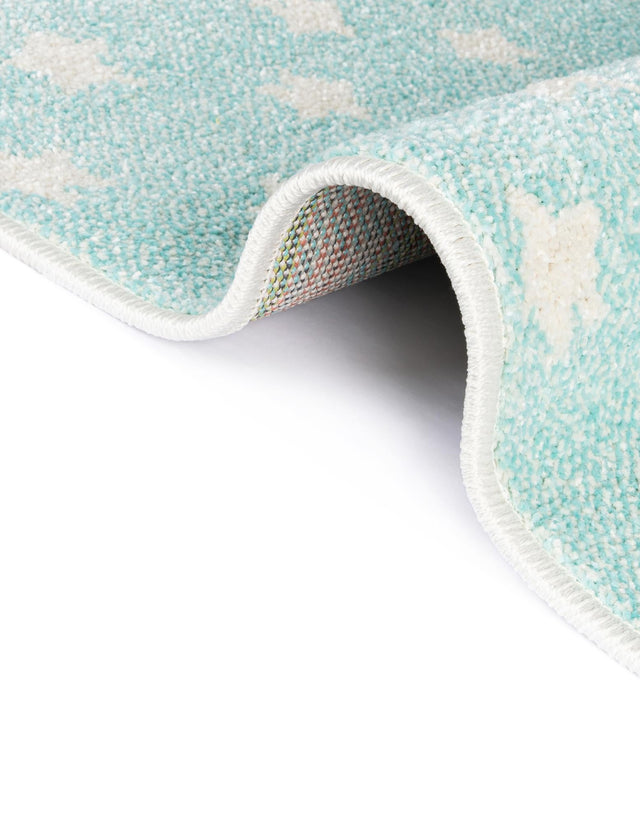 Clear Blue 2' 2 x 6' 1 Whimsy Kids Runner Area Rug for Baby Nursery, Toddler Playroom, Bedrooms