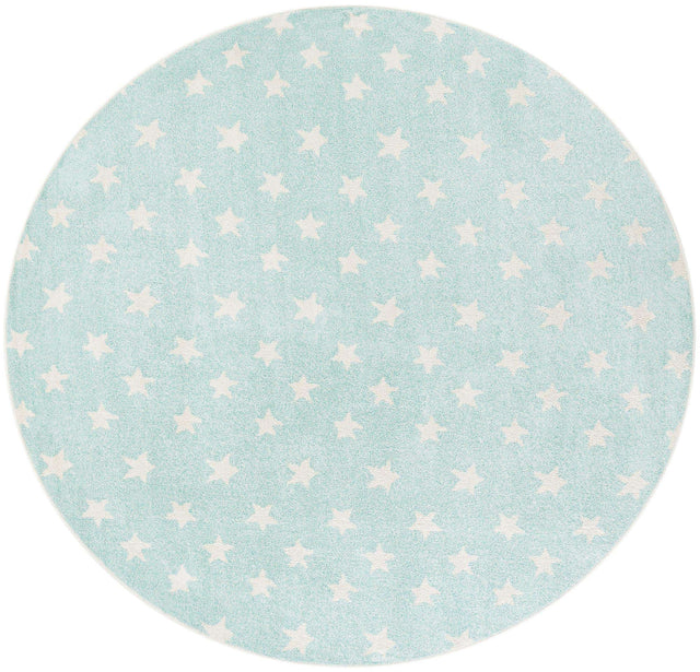 Clear Blue 7' 10 x 7' 10 Whimsy Kids Round Area Rug for Baby Nursery, Toddler Playroom, Bedrooms