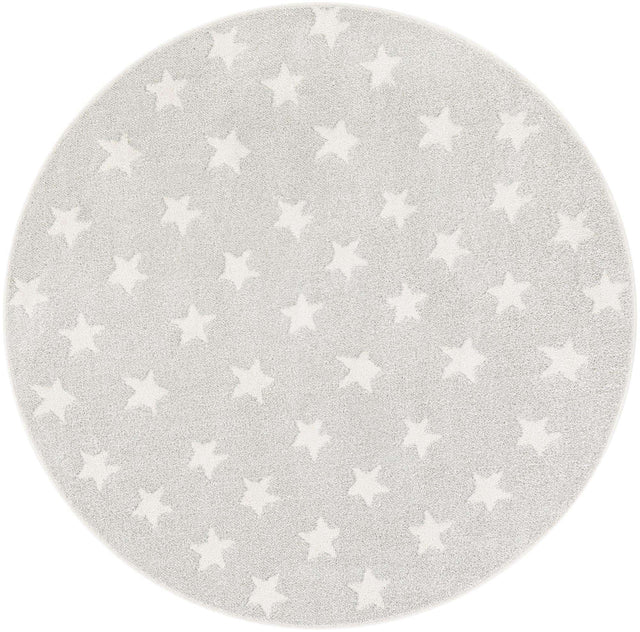 Cloud Gray 5' 1 x 5' 1 Whimsy Kids Round Area Rug for Baby Nursery, Toddler Playroom, Bedrooms