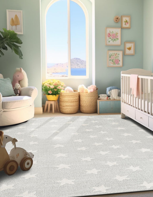 Cloud Gray 7' 10 x 10' Whimsy Kids Rectangle Area Rug for Baby Nursery, Toddler Playroom, Bedrooms Playful Fun Design Easy Clean Carpet for Sale at Rug Engine