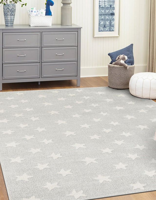 Cloud Gray 7' 10 x 10' Whimsy Kids Rectangle Area Rug for Baby Nursery, Toddler Playroom, Bedrooms Playful Fun Design Easy Clean Carpet for Sale at Rug Engine