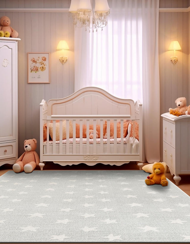 Cloud Gray 7' 10 x 10' Whimsy Kids Rectangle Area Rug for Baby Nursery, Toddler Playroom, Bedrooms Playful Fun Design Easy Clean Carpet for Sale at Rug Engine