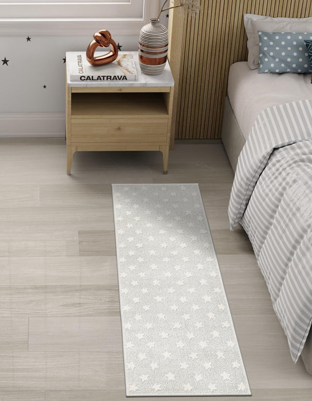 Cloud Gray 2' 2 x 5' 1 Whimsy Kids Runner Area Rug for Baby Nursery, Toddler Playroom, Bedrooms