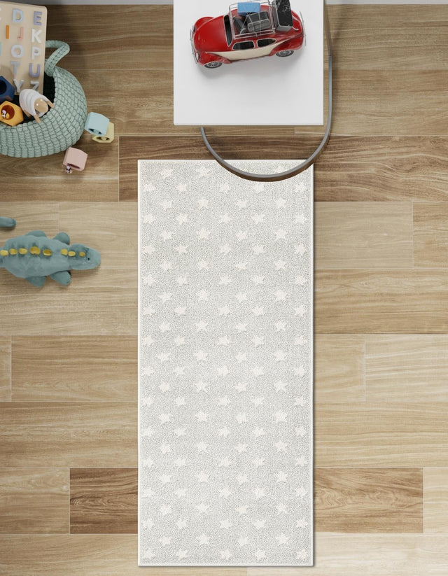 Cloud Gray 2' 2 x 5' 1 Whimsy Kids Runner Area Rug for Baby Nursery, Toddler Playroom, Bedrooms