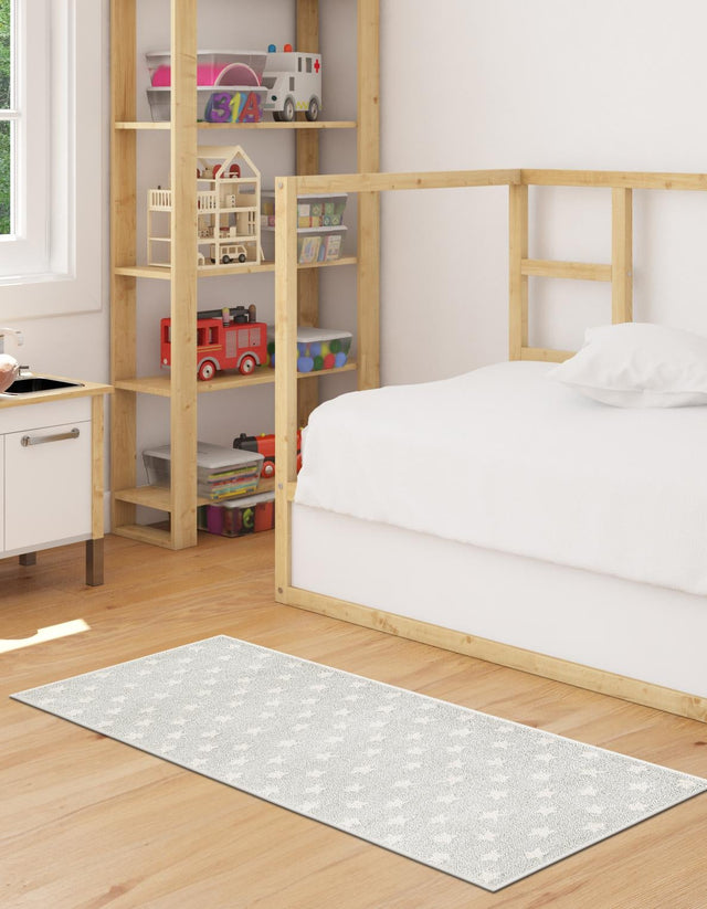 Cloud Gray 2' 2 x 6' 1 Whimsy Kids Runner Area Rug for Baby Nursery, Toddler Playroom, Bedrooms