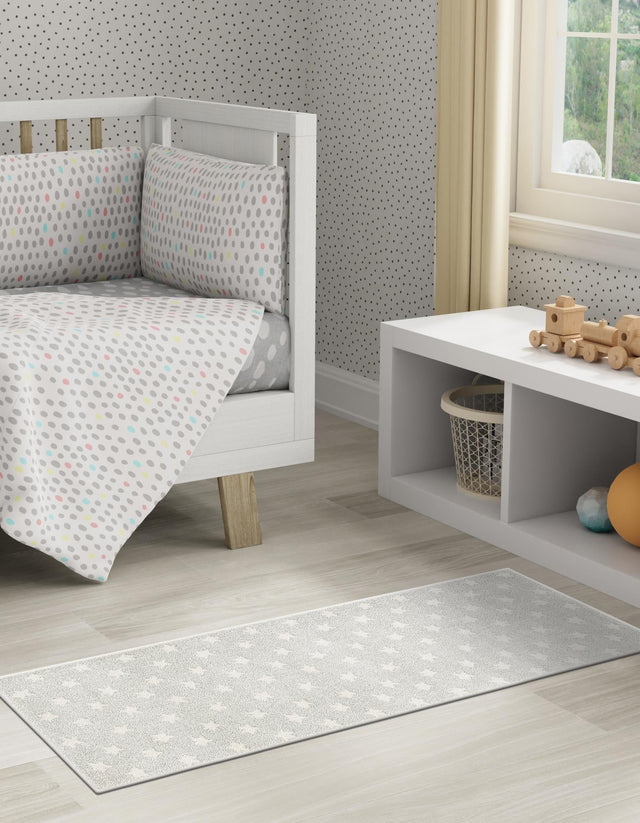 Cloud Gray 2' 2 x 5' 1 Whimsy Kids Runner Area Rug for Baby Nursery, Toddler Playroom, Bedrooms