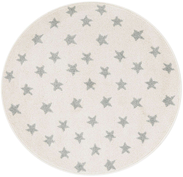 Daisy White 3' 3 x 3' 3 Whimsy Kids Round Area Rug for Baby Nursery, Toddler Playroom, Bedrooms