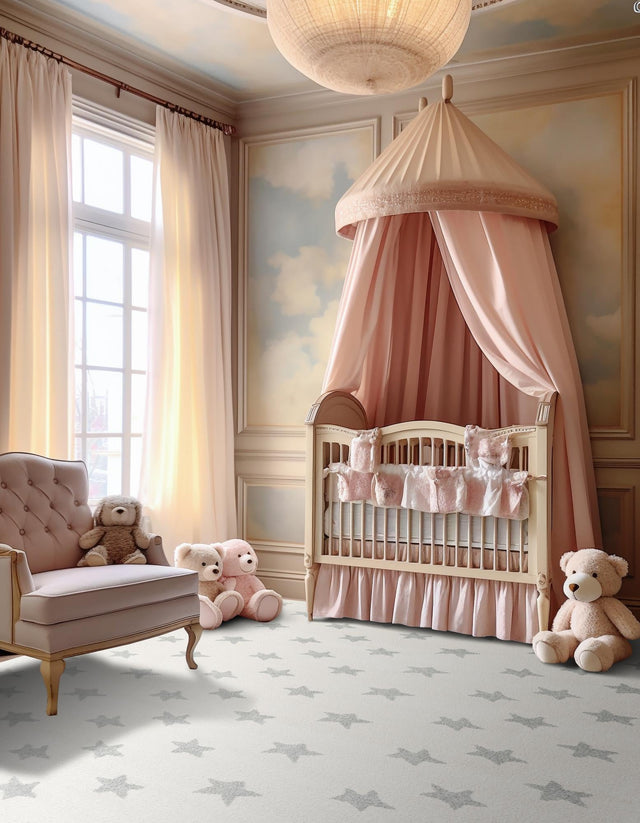 Daisy White 4' 1 x 6' 1 Whimsy Kids Rectangle Area Rug for Baby Nursery, Toddler Playroom, Bedrooms