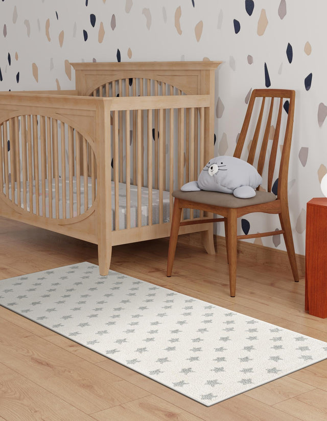 Daisy White 2' 2 x 6' 1 Whimsy Kids Runner Area Rug for Baby Nursery, Toddler Playroom, Bedrooms