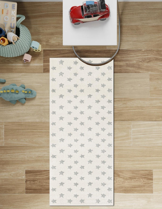 Daisy White 2' 2 x 5' 1 Whimsy Kids Runner Area Rug for Baby Nursery, Toddler Playroom, Bedrooms
