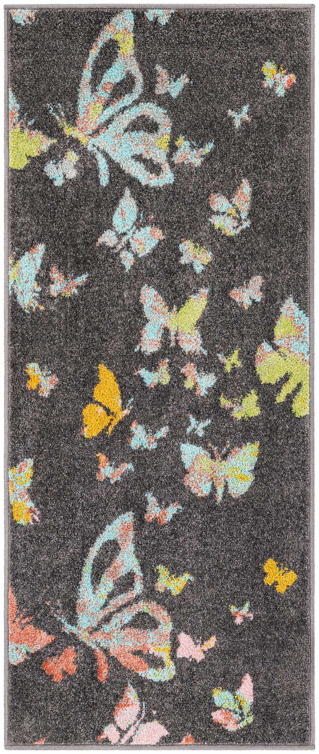 Charcoal Gray 2' 2 x 5' 1 Whimsy Kids Runner Area Rug for Baby Nursery, Toddler Playroom, Bedrooms Playful Fun Design Easy Clean Carpet for Sale at Rug Engine