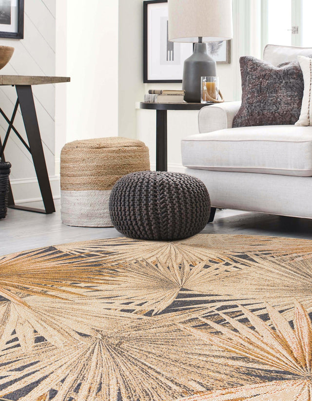 Multicolor 10' x 10' Outdoor Botanical Round Area Rug Weather Resistant for Patio, Deck, Terrace, Balcony, Porch Polypropylene Garden Floral Tropical Carpet for Sale at Rug Engine