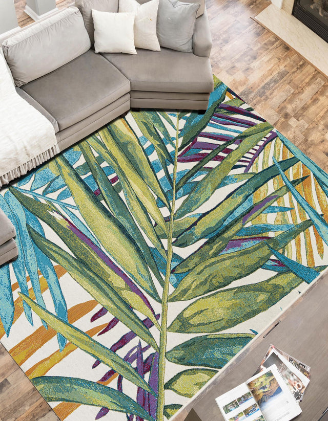 Multicolor 5' 1 x 8' Outdoor Botanical Rectangle Area Rug Weather Resistant for Patio, Deck, Terrace, Balcony, Porch Polypropylene Garden Floral Tropical Carpet for Sale at Rug Engine