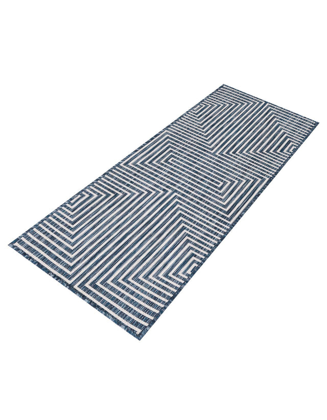 Blue 2' x 5' 3 Outdoor Modern Runner Area Rug Weather Resistant for Patio, Deck, Terrace, Balcony, Porch 100% Polypropylene Modern Outside Carpet for Sale at Rug Engine
