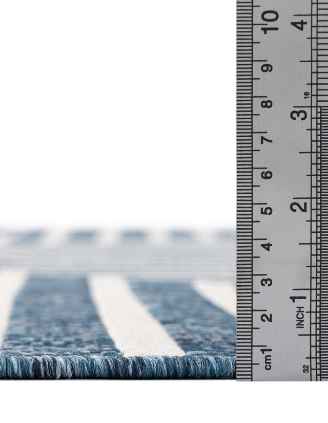 Blue 2' x 5' 3 Outdoor Modern Runner Area Rug Weather Resistant for Patio, Deck, Terrace, Balcony, Porch 100% Polypropylene Modern Outside Carpet for Sale at Rug Engine