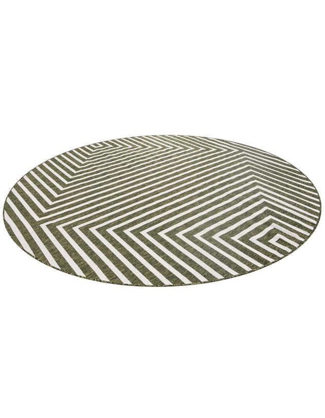 Green 10' x 10' Outdoor Modern Round Area Rug Weather Resistant for Patio, Deck, Terrace, Balcony, Porch 100% Polypropylene Modern Outside Carpet for Sale at Rug Engine