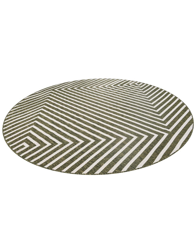 Green 10' x 10' Outdoor Modern Round Area Rug Weather Resistant for Patio, Deck, Terrace, Balcony, Porch 100% Polypropylene Modern Outside Carpet for Sale at Rug Engine