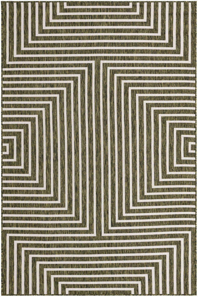 Green 5' 3 x 8' Outdoor Modern Rectangle Area Rug Weather Resistant for Patio, Deck, Terrace, Balcony, Porch 100% Polypropylene Modern Outside Carpet for Sale at Rug Engine